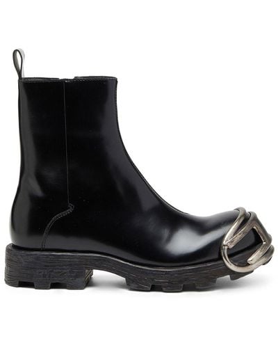 DIESEL D-hammer D-logo Leather Chelsea Boots - Black