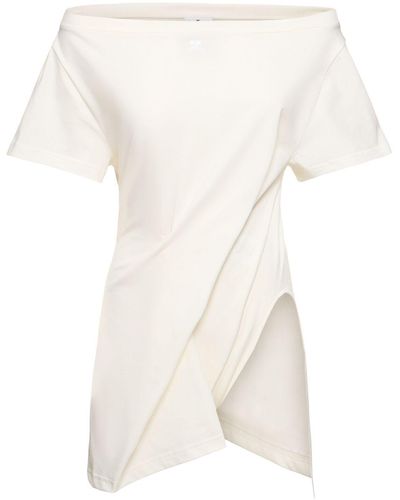 Courreges Boatneck Cotton Mini Dress - White