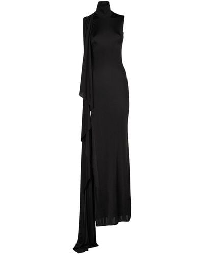 Saint Laurent Vestido largo drapeado de viscosa - Negro