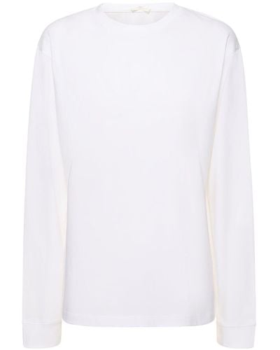 The Row Ciles Long Sleeve Cotton Jersey T-Shirt - White