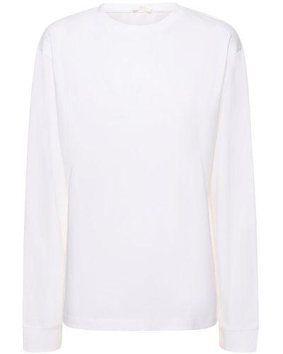 The Row Ciles Long Sleeve Cotton Jersey T-Shirt - White