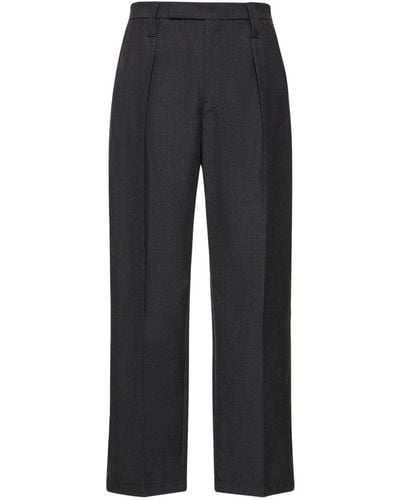 Lemaire Pleated Wool Blend Trousers - Blue