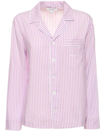 Sporty & Rich Serif Logo Long-sleeve Pajama Top - Pink