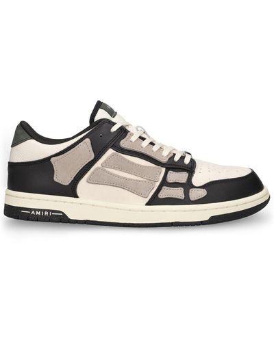 Amiri Baskets basses noir et taupe à appliqués skel top - Blanc