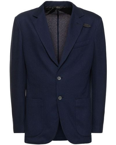 Brioni Cotton & Silk Jersey Blazer - Blue