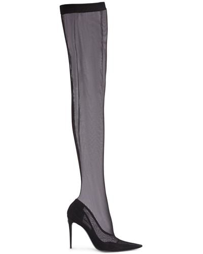 Dolce & Gabbana 105Mm Lollo Tulle Over-The-Knee Boots - Black