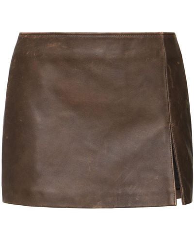 Manokhi Deline Leather Mini Skirt - Brown