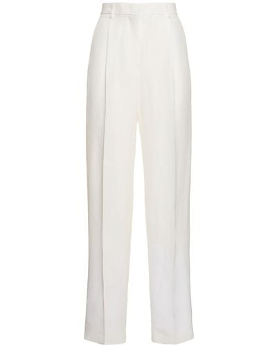 MSGM Pantalon droit taille haute en satin - Blanc