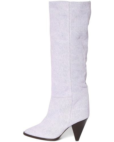 Isabel Marant 90Mm Ririo-Gb Denim Tall Boots - White