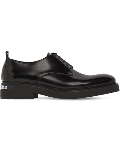 DSquared² 45mm Brushed Leather Derby Shoes - Black
