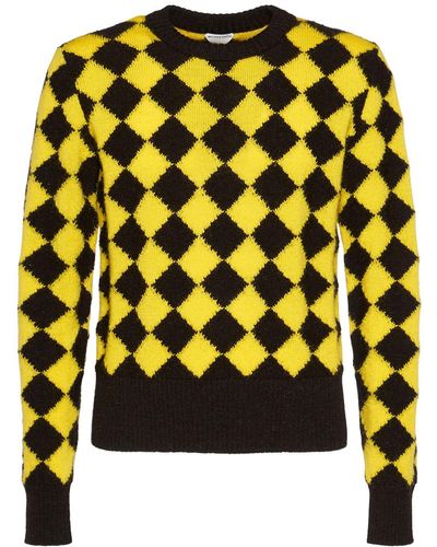 Bottega Veneta Argyle Intarsia Wool Sweater - Yellow
