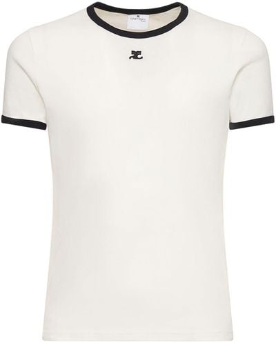 Courreges T-shirt Mit Kontrastierendem Jersey - Weiß
