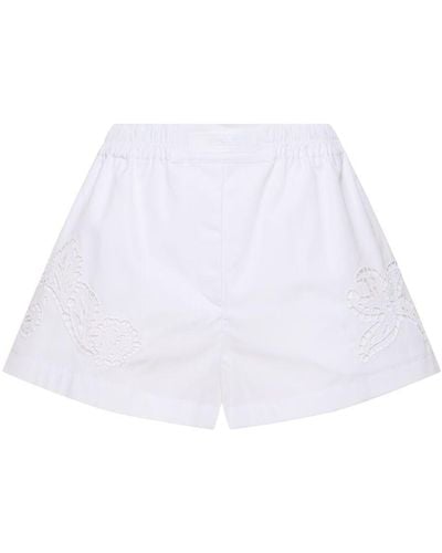 Versace Shorts Aus Popeline Mit Druck - Weiß