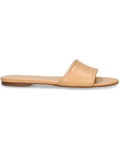 Aeyde 10mm Sumi Flat Leather Slide Sandals - Natural