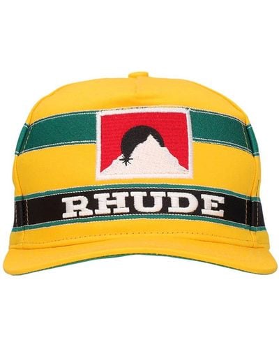 Rhude Ayrton Cotton Blend Logo Cap - Yellow