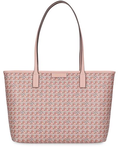 Tory Burch Small Coated Cotton Zip Tote Bag - Pink