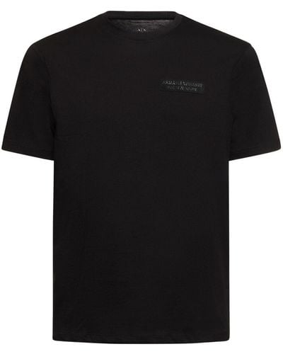 Armani Exchange T-shirt in jersey di cotone con logo - Nero