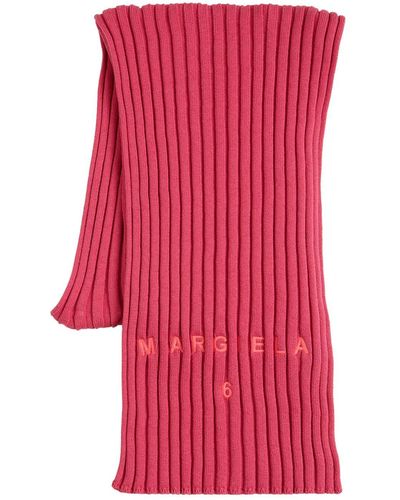 MM6 by Maison Martin Margiela Bufanda de punto acanalado de lana con logo - Rojo