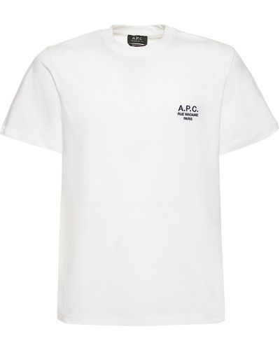 A.P.C. T-shirt Aus Bio-baumwolljersey Mit Logodruck - Weiß