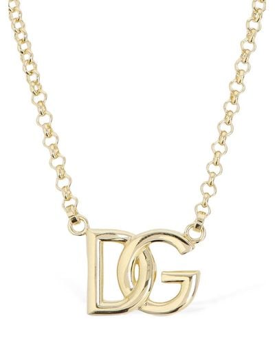 Dolce & Gabbana Dg Logo Charm Necklace - Metallic