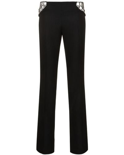Stella McCartney Embellished Wool Straight Trousers - Black