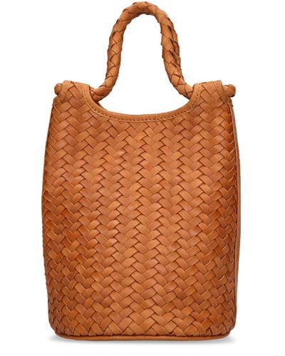 Bembien Lina Woven Leather Top Handle Bag - Brown