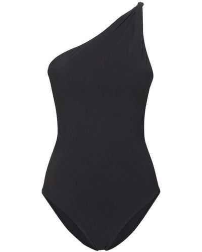 Totême Twist-Strap One-Shoulder Swimsuit - Black