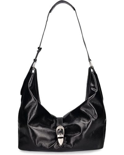 Marge Sherwood Belted Hobo Leather Shoulder Bag - Black