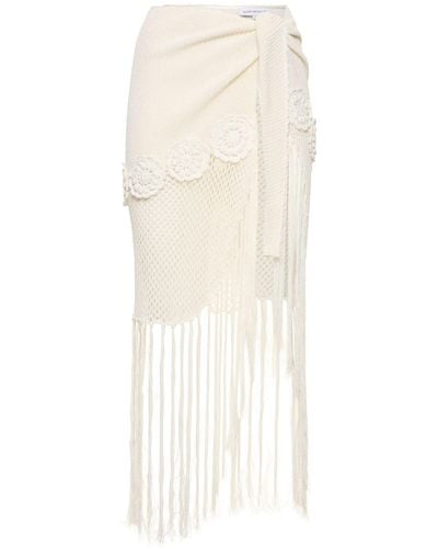 WeWoreWhat Fringed Crochet Cotton Blend Sarong - White