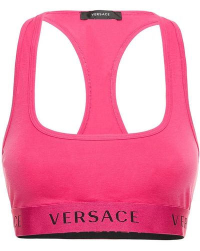 Versace Brassière De Sport En Jersey De Coton Stretch - Rose