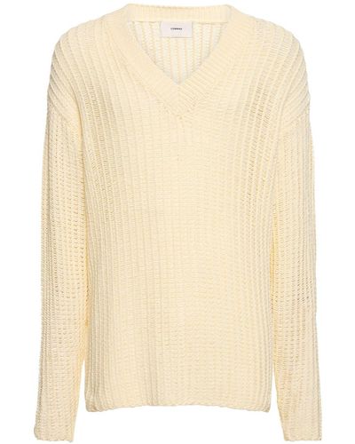 Commas Relaxed Fit V-Neck Knit Sweater - Natural