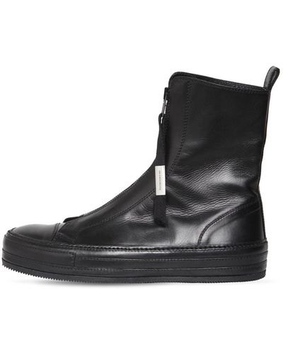 Ann Demeulemeester Reyer Nappa Leather High Zip Trainers - Black