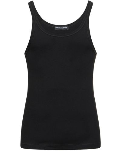 Dolce & Gabbana Tanktop Aus Geripptem Baumwolljersey - Schwarz