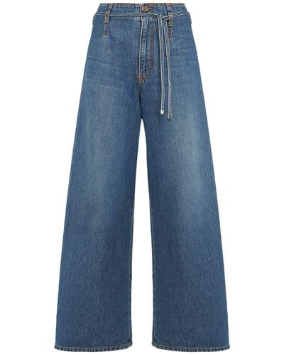 Etro Jeans anchos de denim con correas - Azul