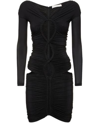 Dion Lee Gathered Cut Out Jersey Mini Dress - Black