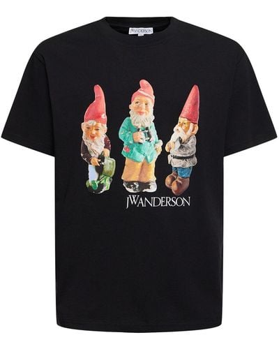JW Anderson Gnome Print Cotton Jersey T-Shirt - Black