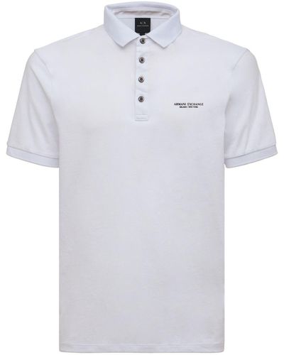 Armani Exchange Hemd Aus Baumwollpiqué Mit Logo - Weiß