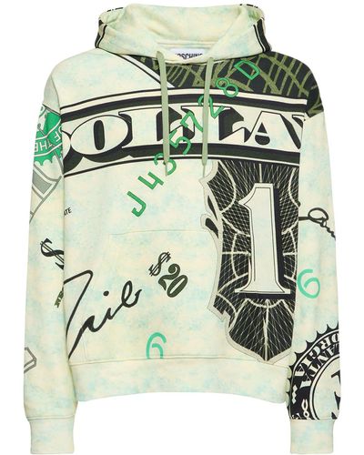 Moschino Sweat-shirt en coton imprimé argent à capuche - Vert