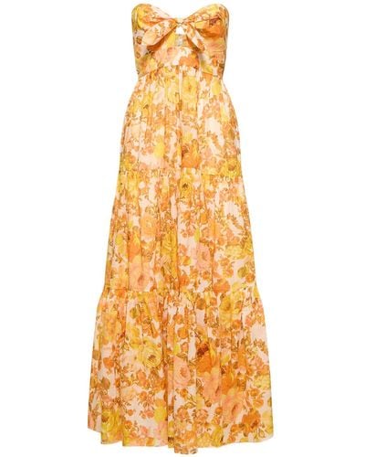 Zimmermann Vestido largo de algodon floral - Metálico