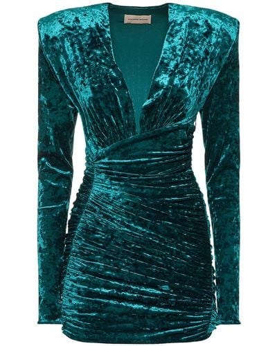 Alexandre Vauthier Ruched Crushed-velvet Minidress - Green