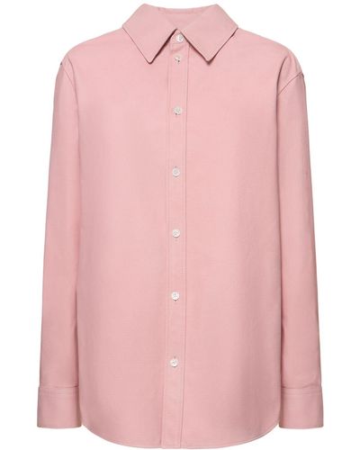 Bottega Veneta レザーオックスフォードシャツ - ピンク