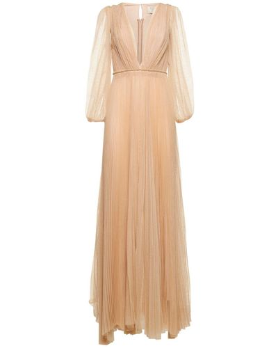 Maria Lucia Hohan Janelle Sheer Tulle Long Dress - Natural