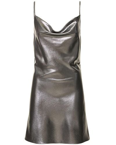 ROTATE BIRGER CHRISTENSEN Metallic Draped Mini Slip Dress - Gray