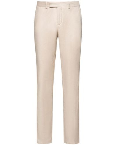 Lardini Linen Blend Straight Pants - Natural