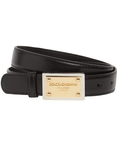 Dolce & Gabbana 2.5Cm Logo Leather Belt - Black