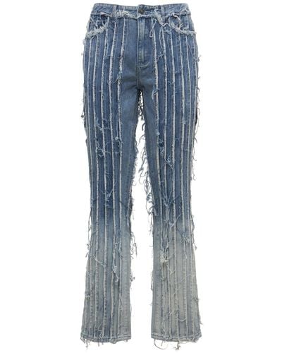 Jaded London Frayed Panelled Straight Leg Jeans - Blue
