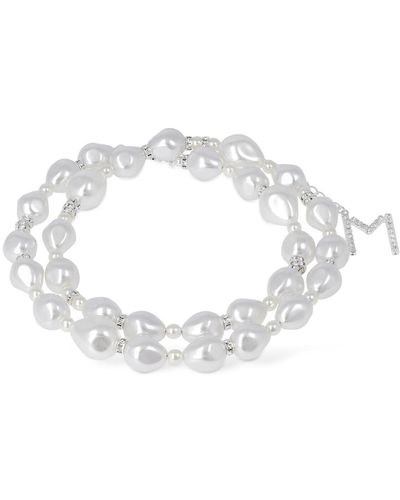 Magda Butrym Faux Pearl Double Wrap Necklace - Metallic