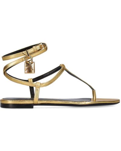 Tom Ford 10Mm Laminated Leather Thong Sandals - Natural