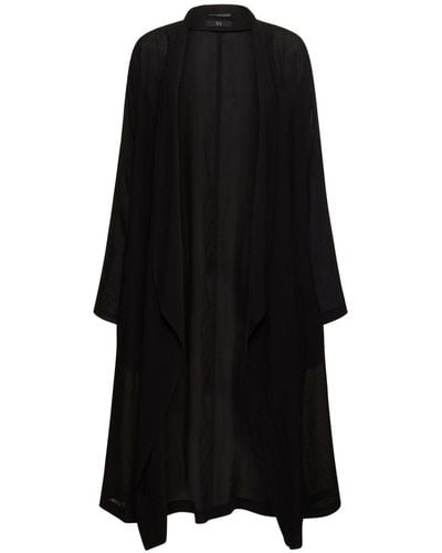 Yohji Yamamoto Shawl Collar Open Long Coat - Black