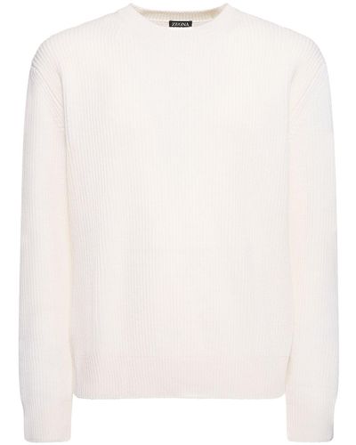 Zegna Sweater Aus Wollstrick - Natur